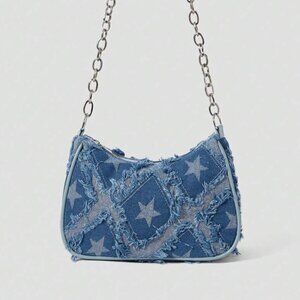 ROMWE Grunge Punk Decorative Buckle Detailing, Stitching, Chain Strap Shoulder